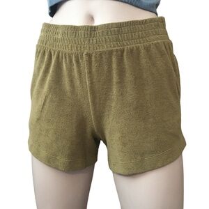 Nordstrom Treasure & Bond Stretch Terry Cloth Hi Rise Shorts pockets Khaki NWOT